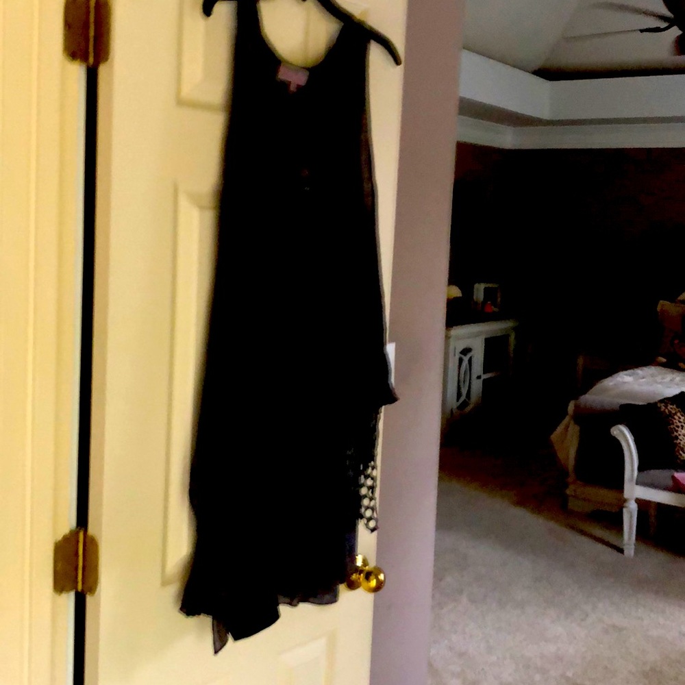 Cute grey and black dress with accent buttons